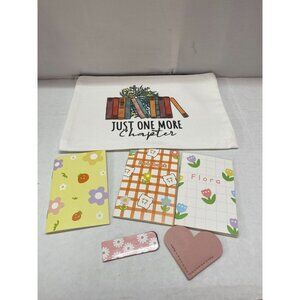 Women's Book Theme "Just One More Chapter"  Zipper Cosmetic Bag w Accessories
